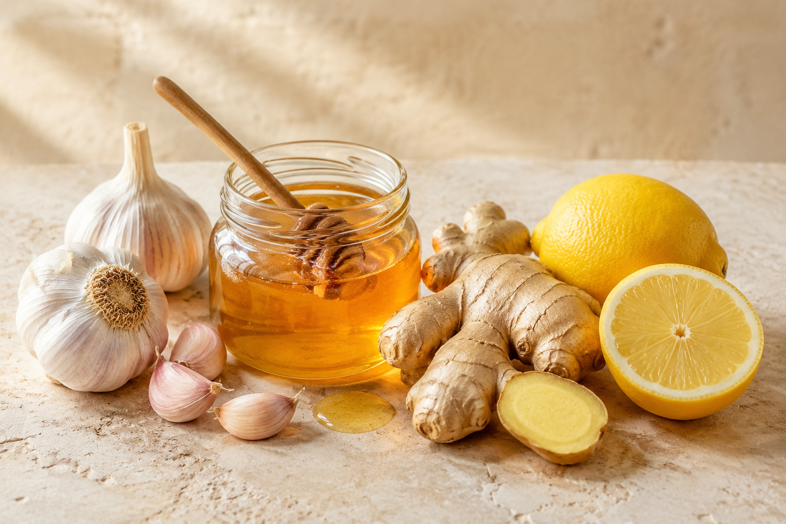 Med, beli luk, đumbir i limun kao sastojci Vitalicina